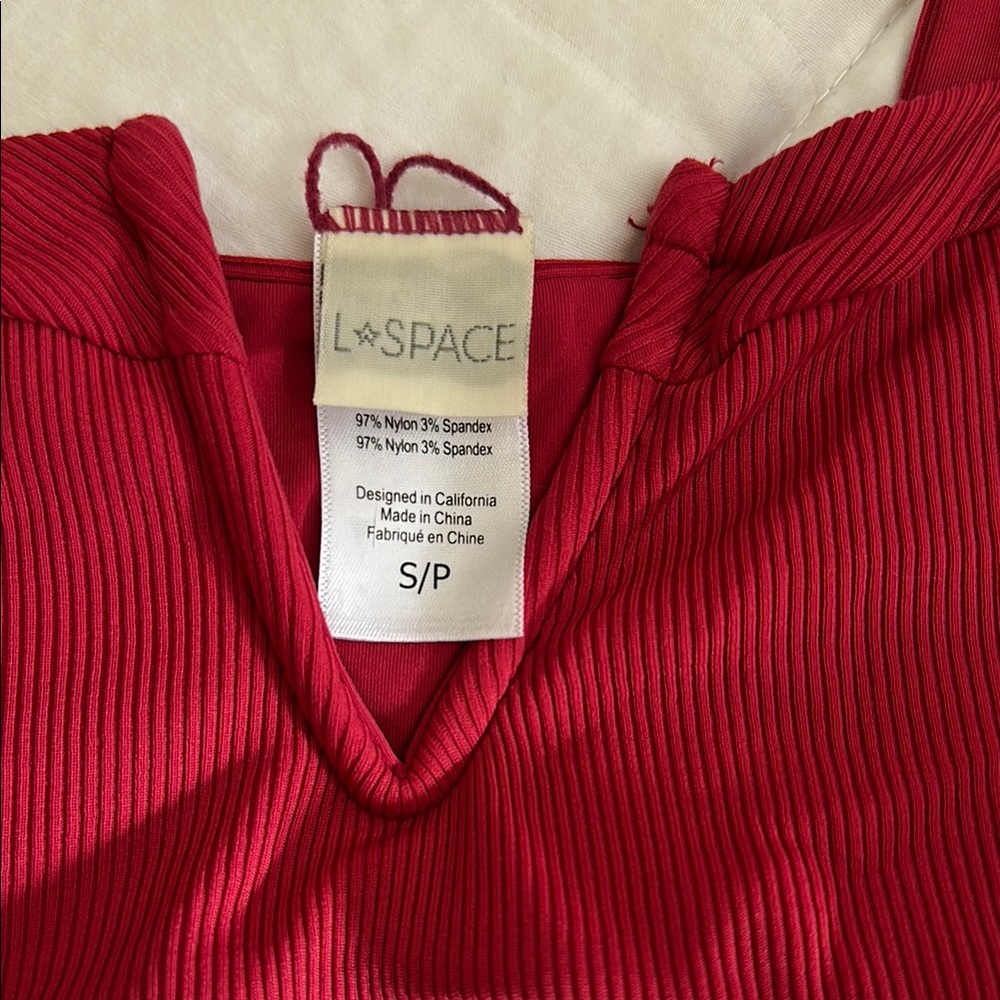 L*Space strawberry red bikini, women’s small top, and large bottom - Picture 2 of 6